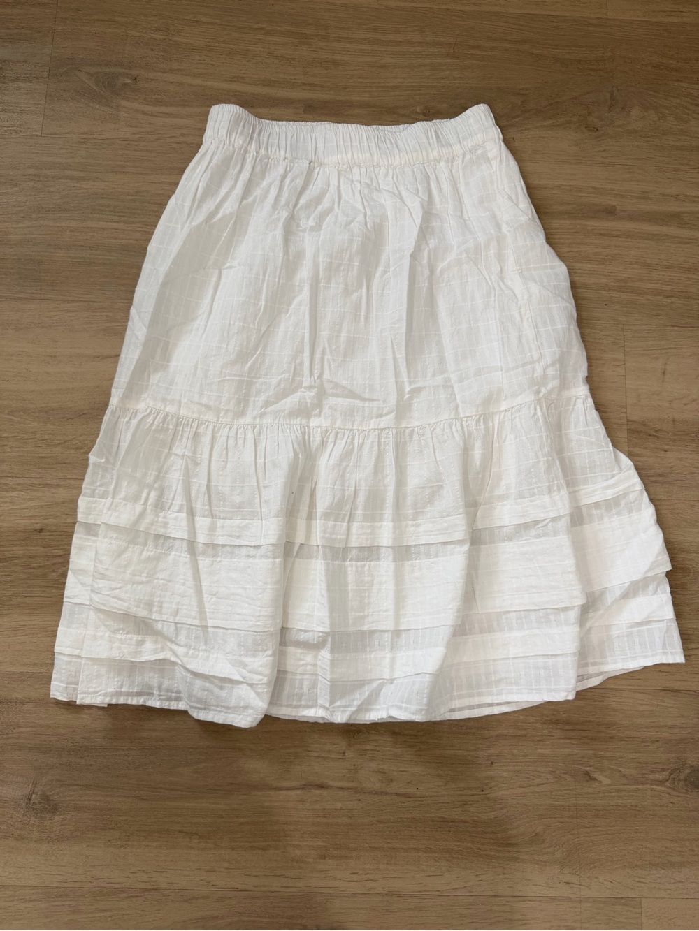 Madewell White Tiered Midi Skirt
